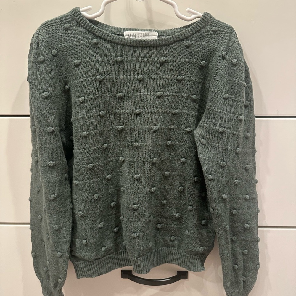 H&M Olive Green Pom-Pom Knit Sweater